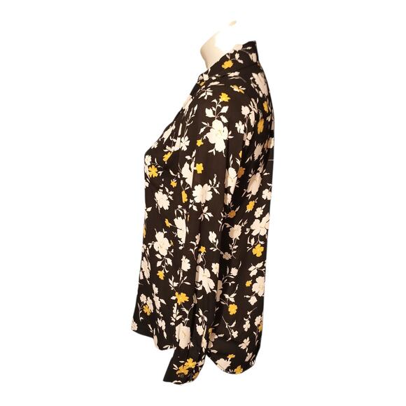 Ann Taylor Women's Petite Black Floral Print Chiffon Pockets Tunic Size XSP - Picture 4 of 10